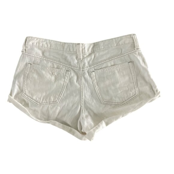 We The Free x Free People Romeo Rolled Cut Off Short Button Front 30 White Denim - Picture 11 of 11